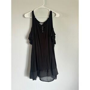 Belle by Bellini Cold Shoulder‎ Tank Top Rhinestones Flowy Hem Plus Size 3X